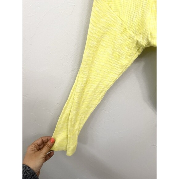 Anthropologie Yellow Slub Drop Shoulder Sweatshirt Lightweight Large Sweater Top - Picture 6 of 9